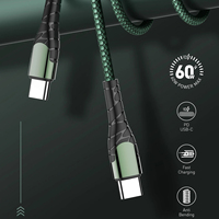 Câble de charge LDNIO LC102 2M ultra résistant 2 en 1, charge rapide PD 65W, USB-C vers Type-C