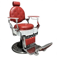 Fauteuil de Barbier Commercial Rétro Américain en Métal Haut de Gamme avec Teinture à Chaud, Accoudoirs Rotatifs et Design Inversé Relevable
