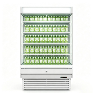 Vitrine réfrigérée à rideau d'air de 2 mètres, réfrigération commerciale par circulation, vitrine de présentation pour fruits, légumes et boissons de supermarché - Product Image 1