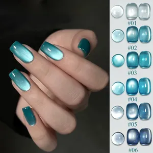 1-12 unidades TC Esmalte de Uñas en Gel Ojo de Gato con Cuentas de Cristal Azul de Verano, Gel Magnético para Uñas con Destellos Blancos y Color Nude, para Salón y Uñas de Navidad - Product Image 3