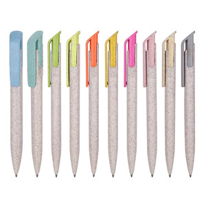 Eco-Friendly Wheat Straw Ballpoint Pens Custom Logo Sports Body Biodegradable Plastic Material Promotional 1.0mm - Product Image 1