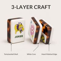 Tuiles de Mahjong en Acrylique, Ensemble de Mahjong Américain 3 Couches, 160 Pièces avec Boîte de Rangement, Luxe Écaille de Tortue, Logo Personnalisé, Fabrication OEM