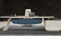Bureau de direction convertible en bois massif de luxe personnalisé pour PDG, design moderne