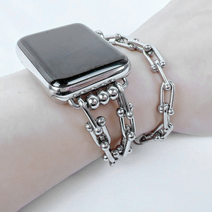 Correa de acero inoxidable para <span class=keywords><strong>Apple</strong></span> <span class=keywords><strong>Watch</strong></span> Band 40mm 42mm 38mm Correa para iwatch series 7 41mm 45mm Correa de cadena de metal de lujo para mujer - Product Image 2