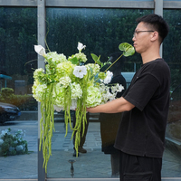 Arreglo Floral Verde para Boda 2027, Hortensia Verde Artificial de Seda, Bola de Flores Blancas de 50 cm para Decoración de Bodas y Fiestas