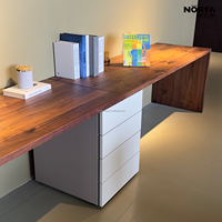 Table de bureau moderne de luxe NORYA en bois massif de noyer avec tiroir pour mobilier de bureau