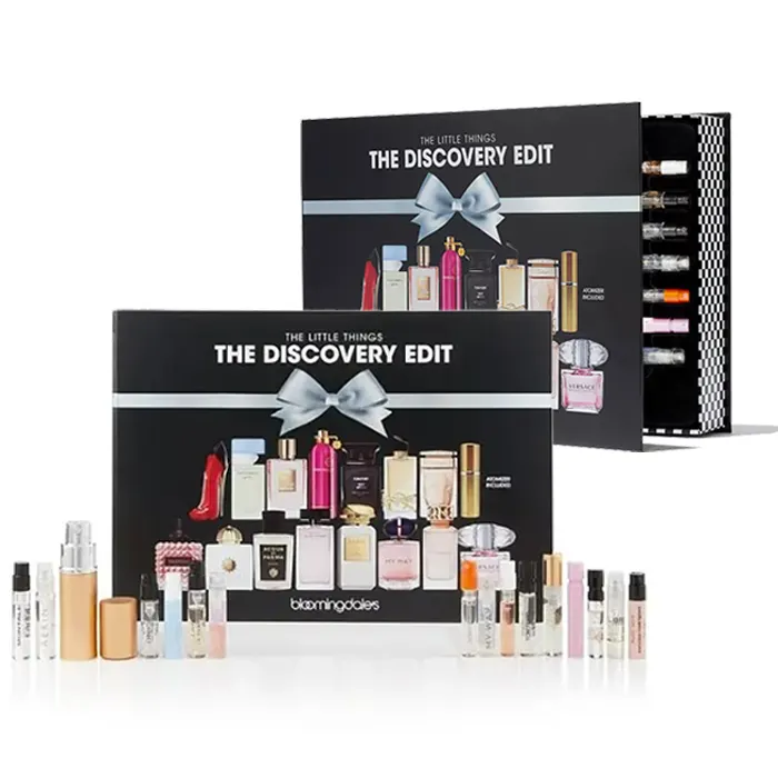 Boîte cadeau de couverture d'échantillon de parfum personnalisé nouveau design pour femmes emballage de kit d'échantillons de parfum mam boîte de jeu de découverte de parfums préférés