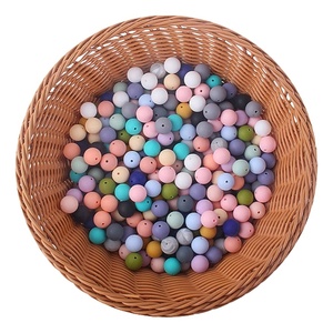 Perles rondes en silicone de 15 mm, très vendues sur Am Azon, perles focales en vrac pour la fabrication de bracelets, de chaînes de sucettes, jouets à mâcher pour bébés - Product Image 2
