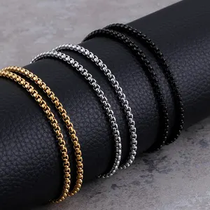 Basit takı tasarımcısı özel zincir kolye kolye erkekler için toptan paslanmaz çelik altın kare rolo bağlantı zincirleri kolye