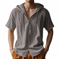 RUIQUWIN 2025 été hommes à séchage rapide T-shirts à manches courtes avec sweats à capuche légers respirant boutonné chemise vestes