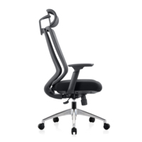 Chaise de direction en mesh avec dossier à motifs et base en aluminium à cinq branches, chaise de bureau pivotante à dossier haut pour directeur