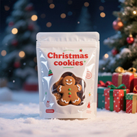 Sachet refermable personnalisé en Mylar de qualité alimentaire, recyclable, pour cadeaux de Noël, bonbons, biscuits, aliments pour animaux de compagnie