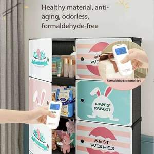 Armoire de rangement modulaire avec portes, organisateur de placard <span class=keywords><strong>en</strong></span> plastique empilable pour chambre, salon, entrée, placard - Product Image 4