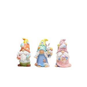 Estatuas de Gnomos de Pascua Hechas a Mano en Poliresina con Conejitos y Huevos. Artículos Coleccionables Encantadores para las Festividades y Decoración de Pascua - Product Image 1