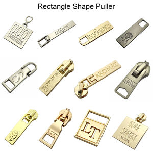 Matte Silver Plating Logotipo personalizado Marca Vestuário Metal Zipper Puller para Slider - Product Image 4