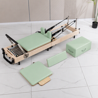 Reformer Pilates Portable et Pliable en Bois d'Érable Premium, Réglable, Écologique, Qualité Commerciale, Lit Silencieux pour Studios de Boutique