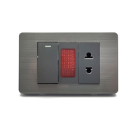Plaque en acier inoxydable gris série C7, interrupteur mural électrique 1 poste avec voyant rouge 2 broches, prise de courant