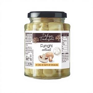 Delicias Tradicionales: Champiñones Pelados Salados en Aceite de Oliva y Ajo, 314 ml x 8 Unidades, Frascos de Vidrio, Alimentos Gourmet Conservados - Product Image 1