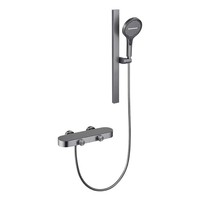 Ensemble de douche contemporain pour petit appartement, pomme de douche carrée en cuivre, montage mural, robinet thermostatique chaud/froid, valve en céramique
