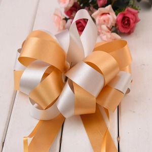 Lazo de Organza Personalizado de Poliéster/Algodón Reciclado con Diseño Impreso con Purpurina en Colores Rojo y Dorado para Manualidades, Regalos y Empaque - Product Image 5