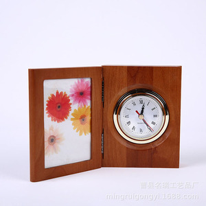 European Retro <b>Solid</b> <b>Wood</b> <b>Desk</b> Clock Quartz Silent Circular Design Handmade Gift - Product Image 3