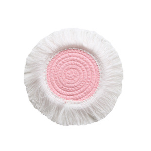 Sous-verres en <span class=keywords><strong>macramé</strong></span> faits à la main boissons rondes coton Boho tissé sous-verre ensemble avec gland pour types <span class=keywords><strong>de</strong></span> tasses et tasses - Product Image 6