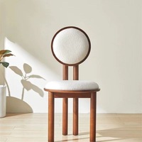 Chaise de salle à manger en tissu avec dossier rond, structure en bois massif, chaise de loisirs moderne pour la maison et le café