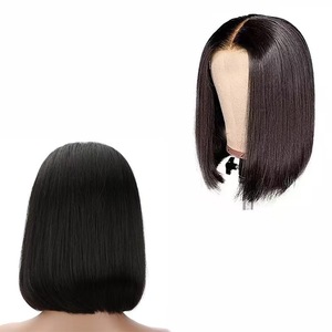 Perruque naturelle tendance à ondulations séparées, en soie synthétique haute température, cheveux courts et raides, effet naturel - Product Image 5