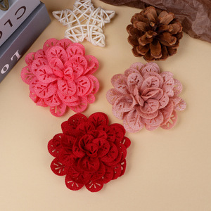 Handmade Lace Camellia <b>Flower</b> <b>Applique</b> For Hair Accessories Clothing Shoes Bags Decorative Brooches Elegant Fresh Sweet Style - Product Image 2