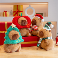 Nouvelle Peluche Capybara en Fourrure de Rat d'Eau pour Noël - Décoration de Noël, Cadeau Festif, Poupée Transfrontalière