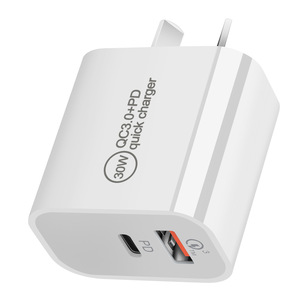 30W GaN PD Charger With QC3.0 Dual Type C Ports Fast Charging <b>Universal</b> <b>Adapter</b> White - Product Image 1