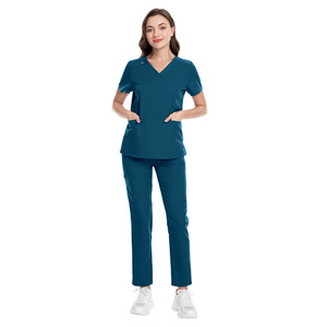 Work Uniform Unisex Hospital Scrubs Sets Woven Fabric Comfortable <b>Nurse</b> Work Clothes Short-sleeved Straight-leg Pants - Product Image 5