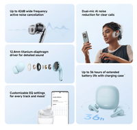 Pour REDMI Buds 8 Lite : appels clairs avec double micro, réduction active du bruit, jusqu'à 36 heures d'autonomie prolongée.
