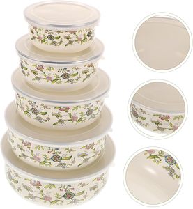 Lot de 3 bols de rangement en céramique de porcelaine peints à la main avec couvercle, accessoires de cuisine colorés et abordables pour fruits et aliments, en gros - Product Image 3