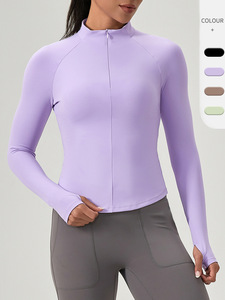 Très bon marché femmes demi-fermeture éclair vêtements de yoga col montant haut de gymnastique séchage rapide collants de course <span class=keywords><strong>cyclisme</strong></span> hauts de yoga bas vêtements de sport - Product Image 2