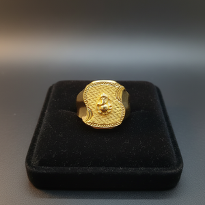 Exquisite 22K Gold Religious Ganesha Signet <b>Ring</b> for <b>Men</b> Featuring Intricate Textured Pattern Embossed Lord Ganesha Motif - Product Image 3