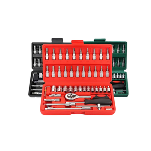 Ensemble d'outils de quincaillerie ménagère en gros, 46 pièces, jeu de clés à douille de 1/4 pouce, boîte à outils pour réparation automobile - Product Image 1