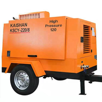 Compresseur d'air à vis portable Kaishan KSCY-220/8X 200 CFM 8 bars 24 V à moteur diesel avec roues pour l'exploitation minière et le forage - Vente en gros