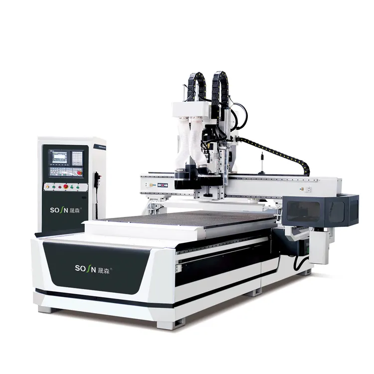 Máquina automática de roteador cnc para fabricação de móveis, máquina de madeira cnc de 3 eixos, 1.5m x 3m, bomba de vácuo de água de 7,5kw