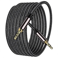 Câble audio (30m) [Coque en cuivre Son Hi-Fi] 3,5 mm mâle-mâle tressé pour écouteurs, enceintes stéréo maison/voiture