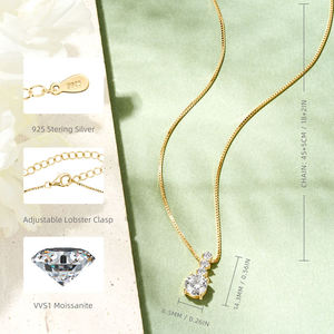 Collar con Colgante de Moissanita Geométrico para Boda, Diseño Único, Plata 925, Redondo, VVS1, Color D, 6.5mm, 1.0ct, 2.5mm, para Mujer - Product Image 4