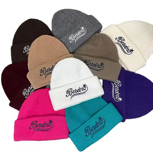 Wholesale High Quality Embroidery Colorful Winter Warm Unisex Knitted Wool <b>Hat</b> Custom Logo Streetwear Fashion <b>Hat</b> - Product Image 1