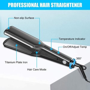 Plancha <span class=keywords><strong>de</strong></span> <span class=keywords><strong>Pelo</strong></span> <span class=keywords><strong>de</strong></span> Titanio Negro <span class=keywords><strong>de</strong></span> 470 Grados, Plancha <span class=keywords><strong>de</strong></span> <span class=keywords><strong>Pelo</strong></span> Eléctrica para el Hogar y Vehículos Recreativos, Calentamiento Rápido LED, Alisado <span class=keywords><strong>Permanente</strong></span> - Product Image 5