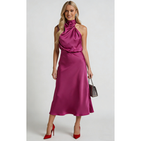 Robe de soirée élégante sans manches en satin ample et confortable pour femme, idéale pour l'été