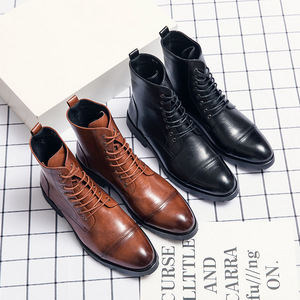 Bottes montantes classiques pour hommes en PU avec design brogue, taille 47-48, thermiques, en EVA, à lacets, antidérapantes, pour l'hiver, l'automne et l'été - Product Image 4