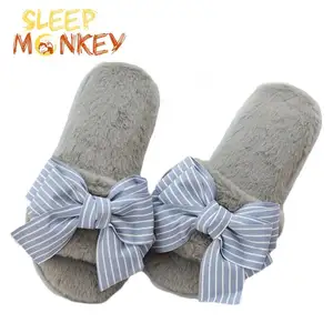 free sample cheap fashion casual fur open toe mule slides indoor sexy women bedroom slippers for home