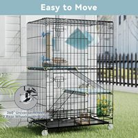 Cage pour animaux tout-en-un avec griffoir, hamac en tissu, tapis rembourrés, rampe d'escalade, design pliable, roulettes mobiles – Durable et sécurisé pour