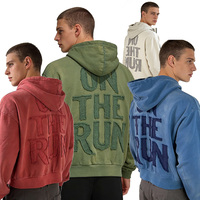 Fighting Ant - Fabricant de vêtements streetwear personnalisés : Sweat à capuche zippé pour homme, effet délavé, avec appliques et broderies