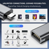 Adaptor USB-C USB 3.1 Kualitas Tinggi BWVV Zinc Alloy 10Gbps, Konverter OTG Thunderbolt 4/3 untuk Laptop dan Perangkat Tipe-C Model HXT-U260137