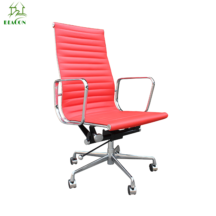 Ребристый кожаный стальной каркас поворотный офисный стул для персонала компании